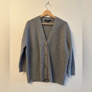 Quince Mongolian Cashmere Oversized Boyfriend Cardigan Sweater